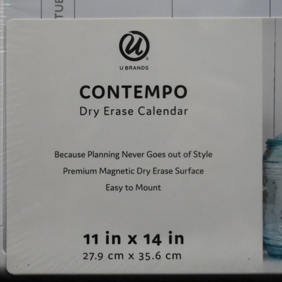 U Brands Magnetic Dry Erase Monthly Calendar Comtempo 14 x 11 White Surface Whit - Picture 3 of 6